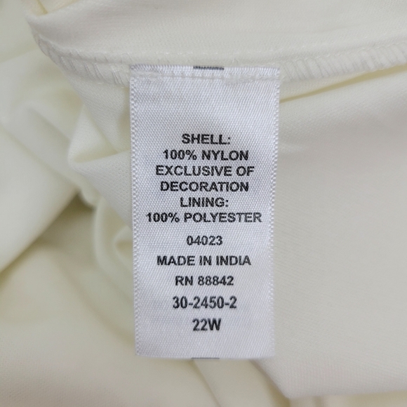 Roaman's Embellished Mesh Overlay Tunic Top Size 22W Ivory Lace Pearl Sheer - Picture 14 of 16